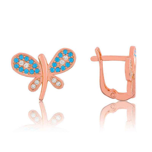 Blue Butterfly Women's Silver Earrings