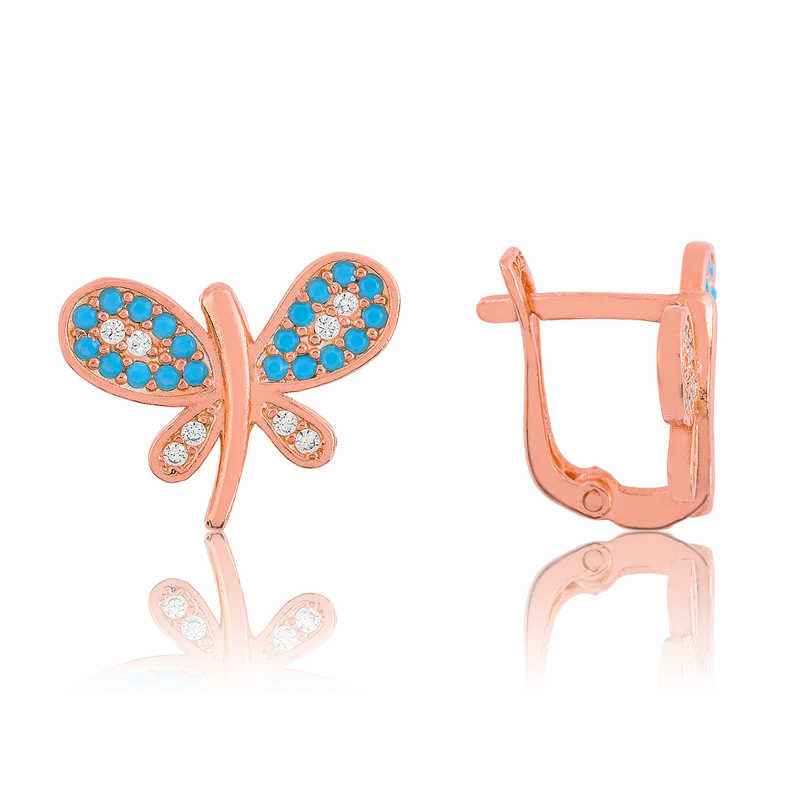 Blue Butterfly Women's Silver Earrings