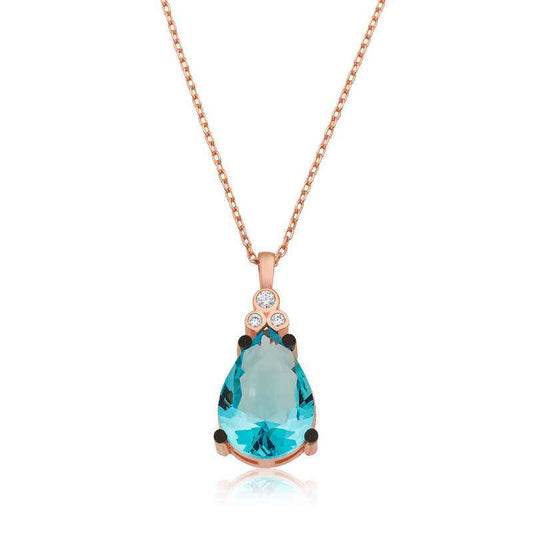 Blue Topaz Drop Women's Silver Necklace