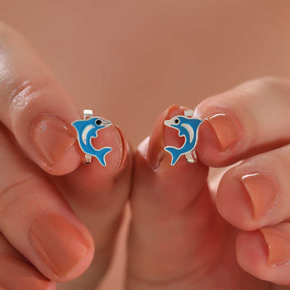 Blue Dolphin Children's Silver Earring