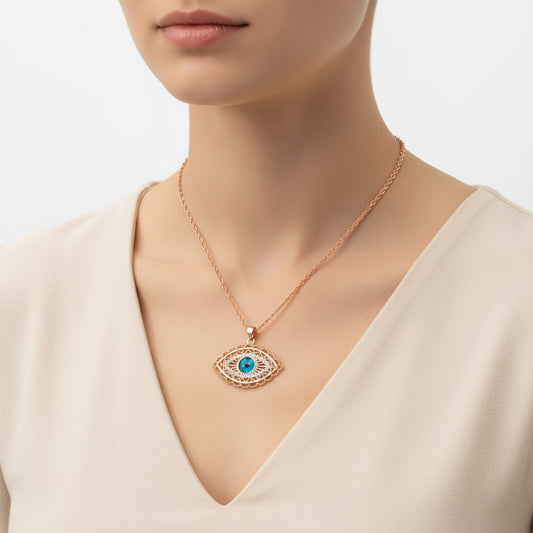 Shuttle Evil Eye Women's Silver Necklace