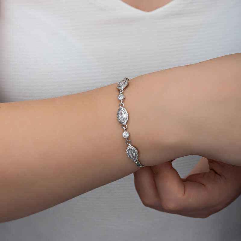 Shuttle Zircon Stone Women's Silver Bracelet