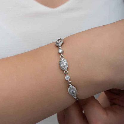 Shuttle Zircon Stone Women's Silver Bracelet