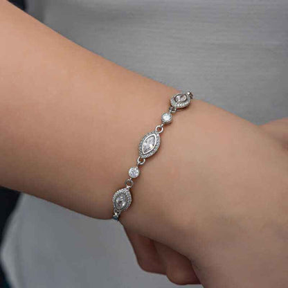 Shuttle Zircon Stone Women's Silver Bracelet
