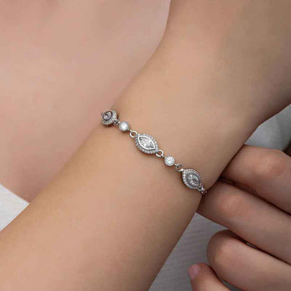 Shuttle Zircon Stone Women's Silver Bracelet