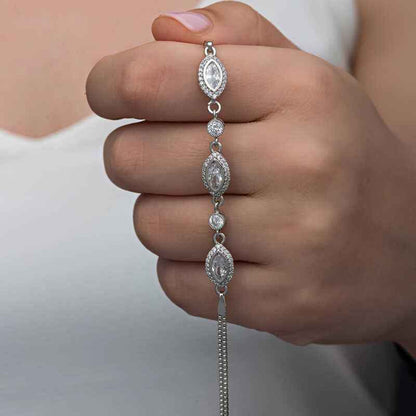 Shuttle Zircon Stone Women's Silver Bracelet