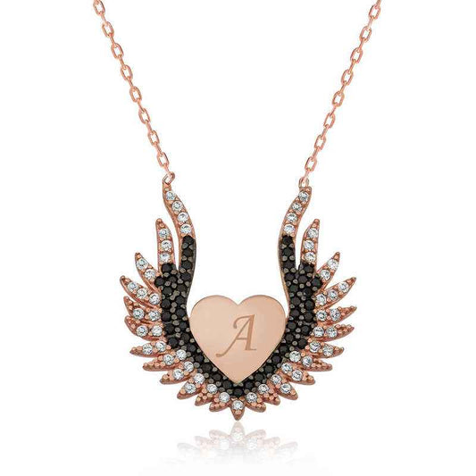 Heart-Winged Angel Women's Silver Necklace