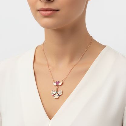 Angel Wing Clover Silver Necklace