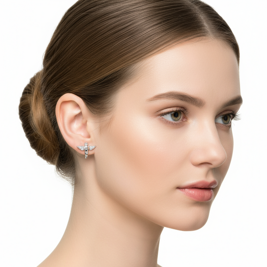 Angel Stud Silver Earrings