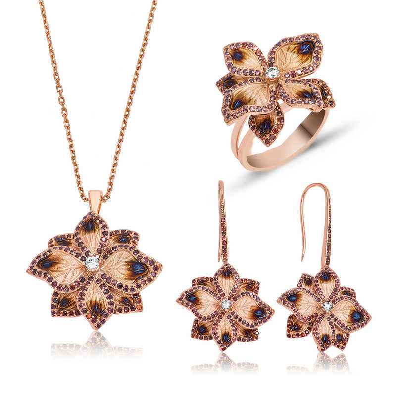 Silver Violet Flower Women's Set