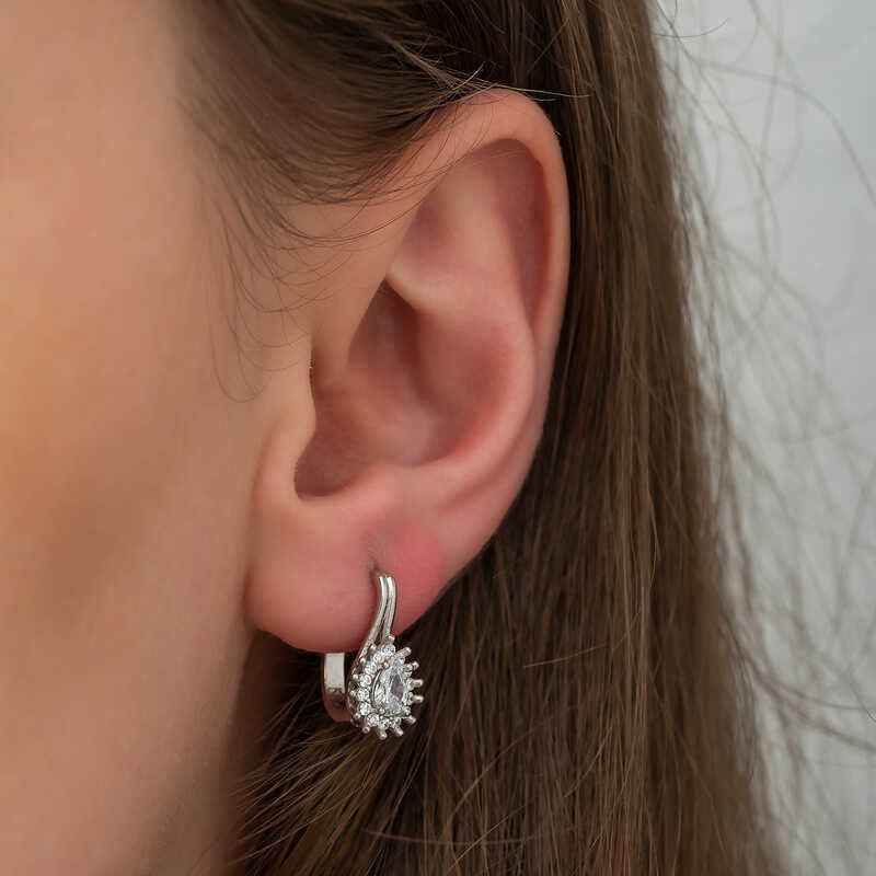 Drop Cut Silver Clip-On Earrings