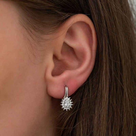 Drop Cut Silver Clip-On Earrings