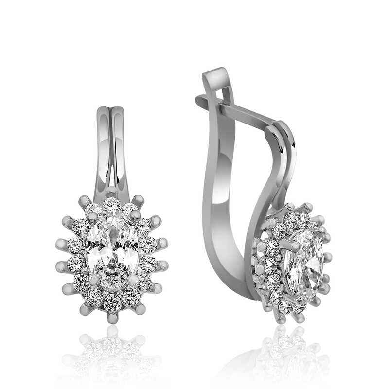 Oval Cut Silver Fishhook Earrings