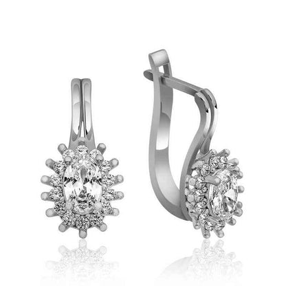 Oval Cut Silver Fishhook Earrings