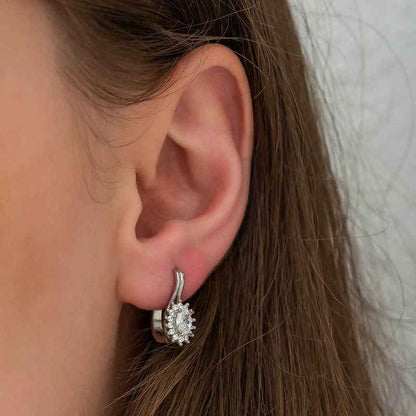 Oval Cut Silver Fishhook Earrings