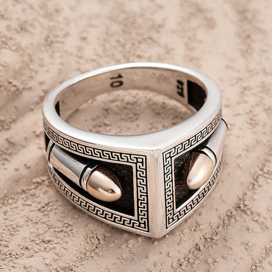 Bullet Motif Men's Silver Ring