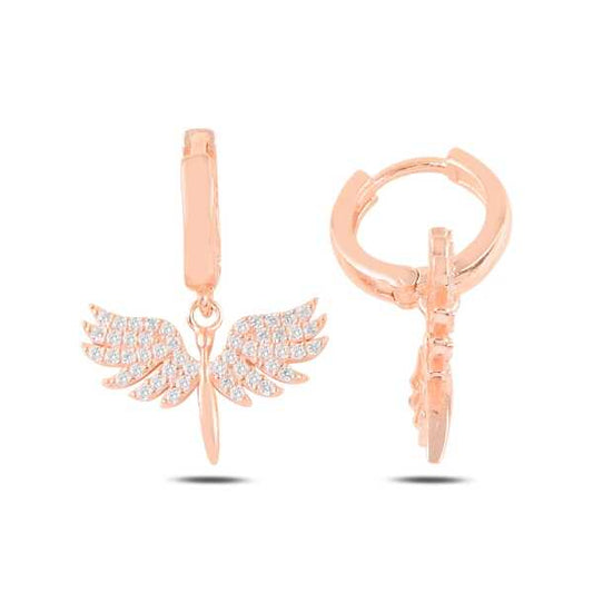 Boucles d'oreilles en argent plaqué rose pour femme, Archange Michel