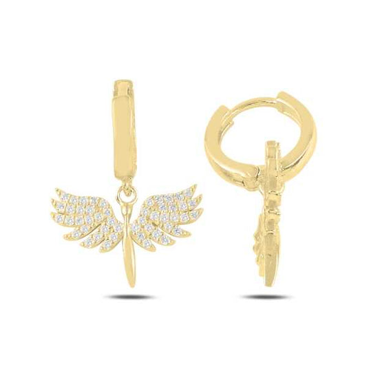 Boucles d'oreilles en argent plaqué or pour femme avec l'Archange Michel