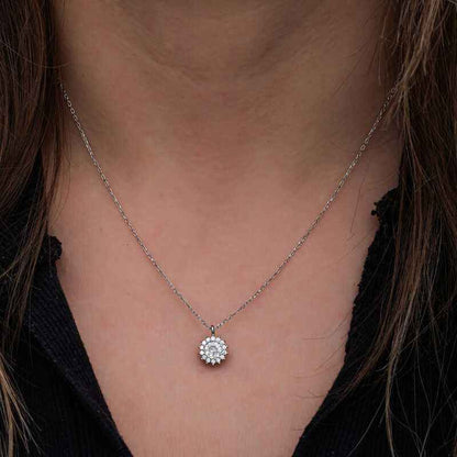 Minimal Round Halo Women's Silver Necklace