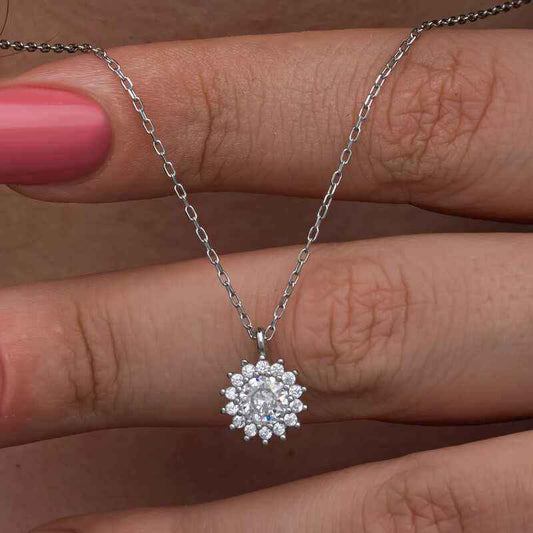 Minimal Round Halo Women's Silver Necklace