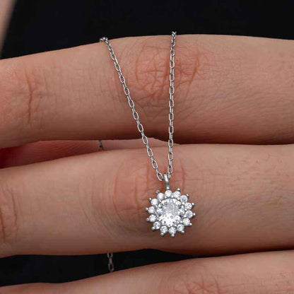 Minimal Round Halo Women's Silver Necklace