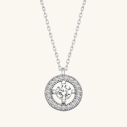 Minimal Round Solitaire Women's Silver Necklace