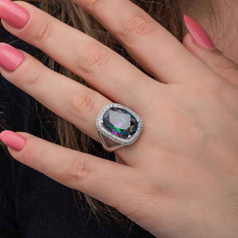 Mystic Stone Women's Silver Ring