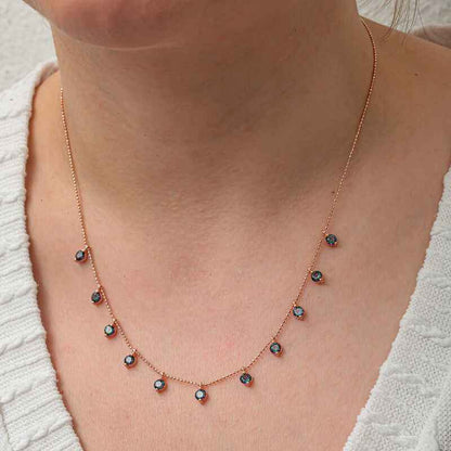 Mystic Topaz Stone Rose Plated Luck Women's Silver Necklace