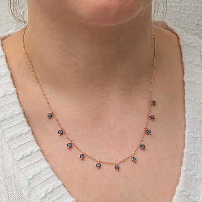 Mystic Topaz Stone Rose Plated Luck Women's Silver Necklace