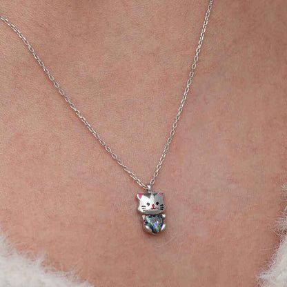 Mystic Topaz Stone Lovely Cat Silver Pendant