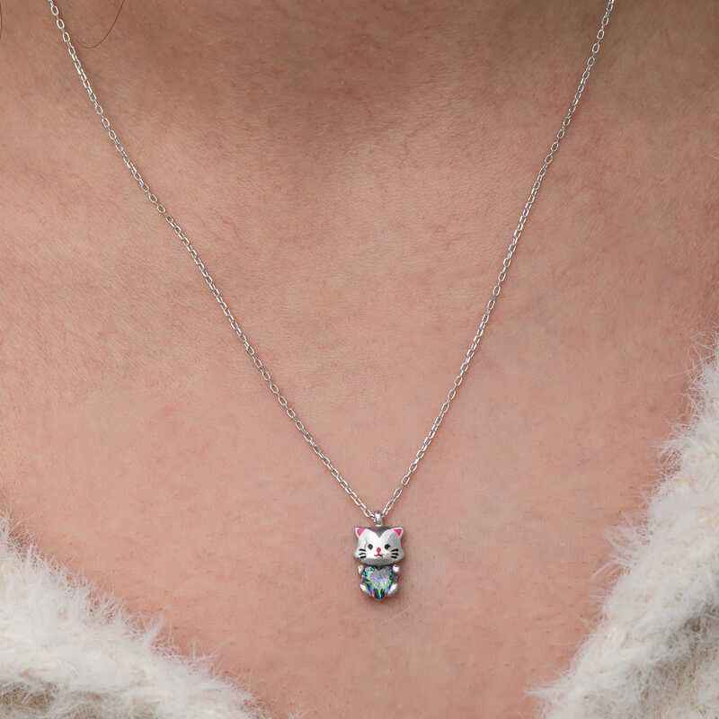 Mystic Topaz Stone Lovely Cat Silver Pendant