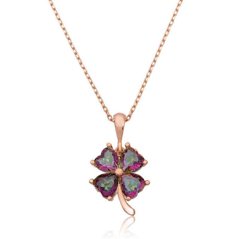Mystic Topaz Clover Silver Pendant