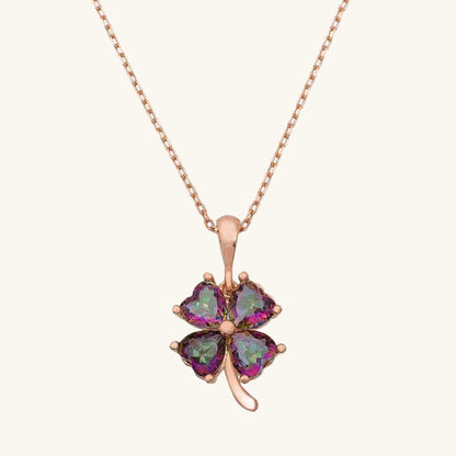 Mystic Topaz Clover Silver Pendant