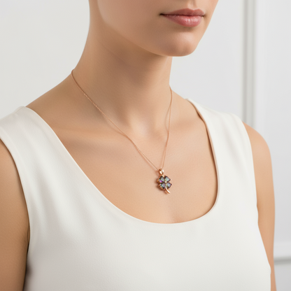 Mystic Topaz Kleeblatt Silber Halskette