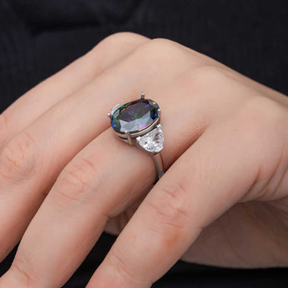 Bague en argent pour femme avec pierre de zircon mystique