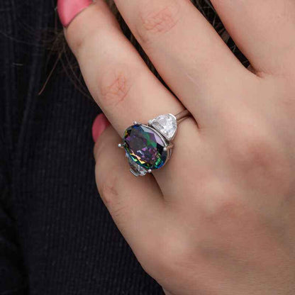 Mystic Zircon Stone Women's Silver Ring