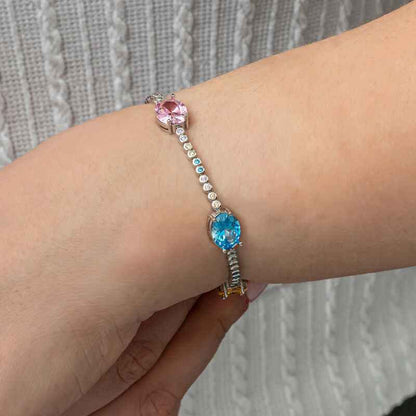 Mix Stone Oval Waterway Women's Silver Bracelet