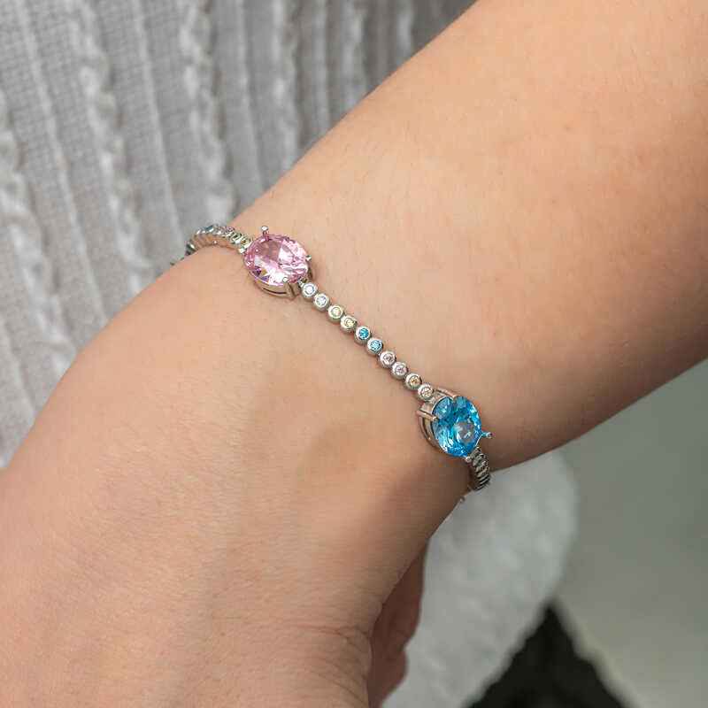 Mix Stone Oval Waterway Women's Silver Bracelet
