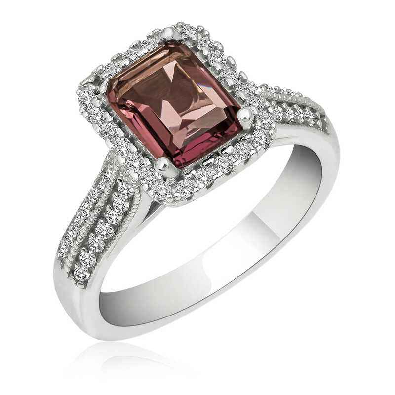 Purple Baguette Stone Women's Silver Ring