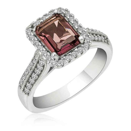 Purple Baguette Stone Women's Silver Ring