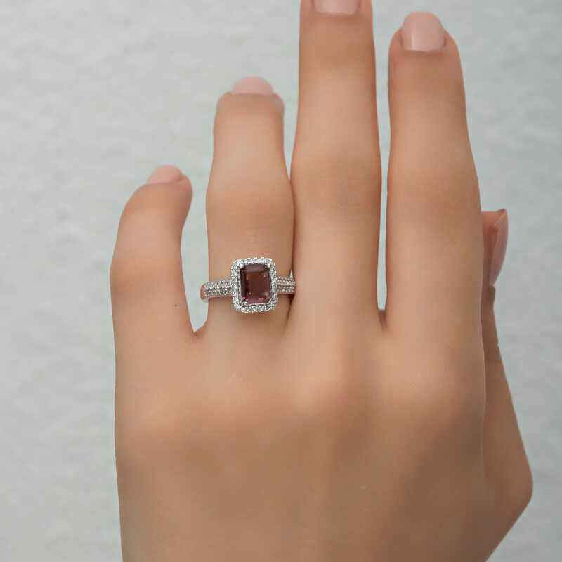 Purple Baguette Stone Women's Silver Ring