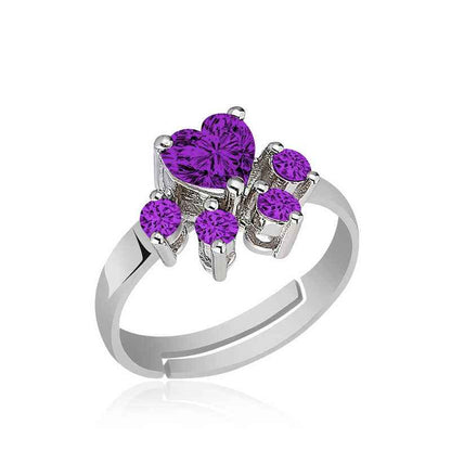 Purple Cat Paw Silver Ring