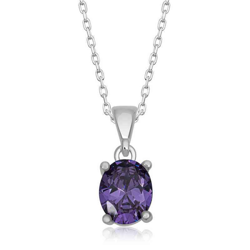 Purple Crystal Oval Stone Women's Silver Pendant