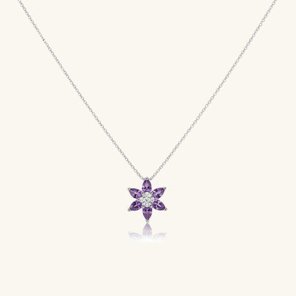 Purple Lotus Flower Women's Silver Necklace