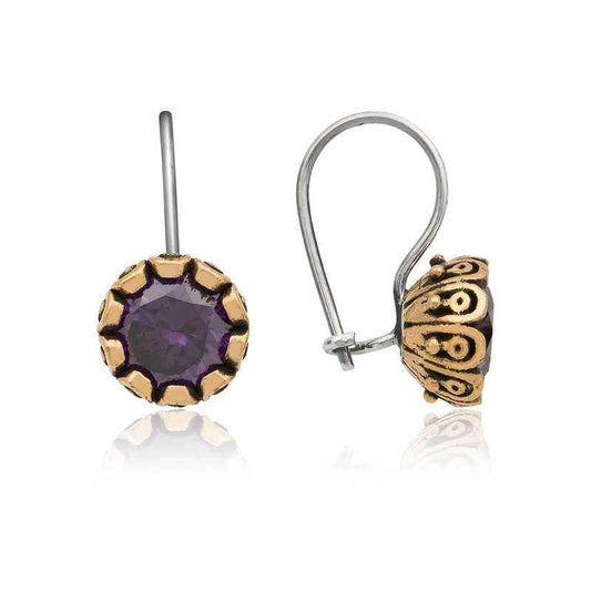 Purple Antique Silver Earrings