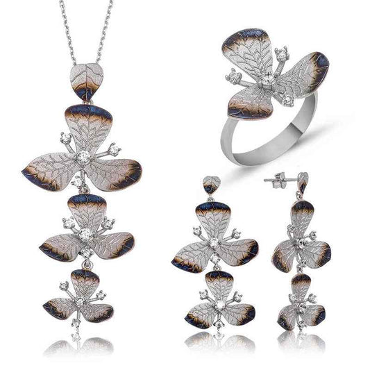 Flower Women's Silver Set