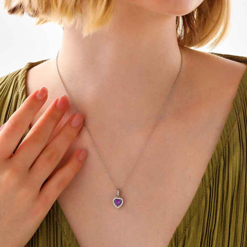 Mor Stone Heart Women's Silver Necklace
