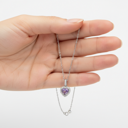 Mor Stone Herz Damen Silber Halskette