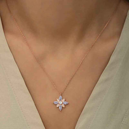 Lilac Stone Hope Flower Silver Pendant