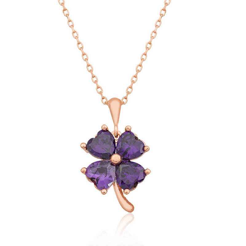 Purple Clover Silver Pendant